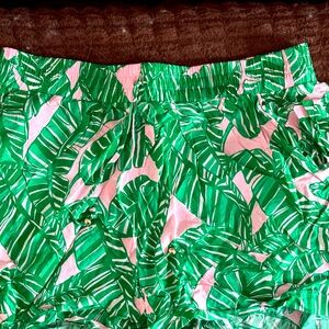 Lilly Pulitzer Green and Pink Leaf Print Shorts